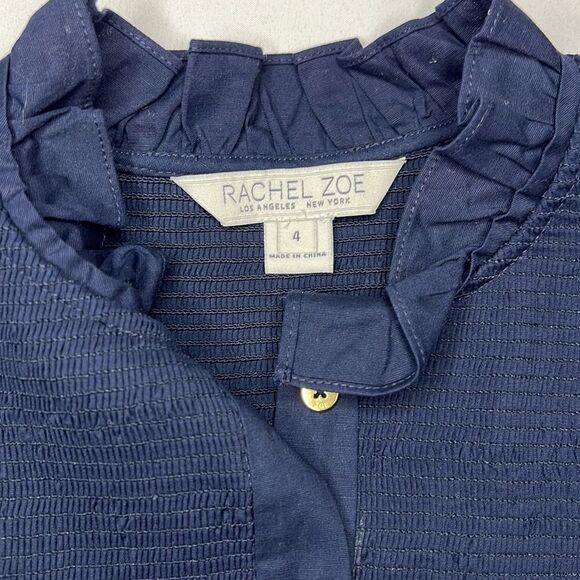 Rachel Zoe Women’s Navy Blue Hera Sleeveless Ruffle Blouse Size 4 - Picture 8 of 8